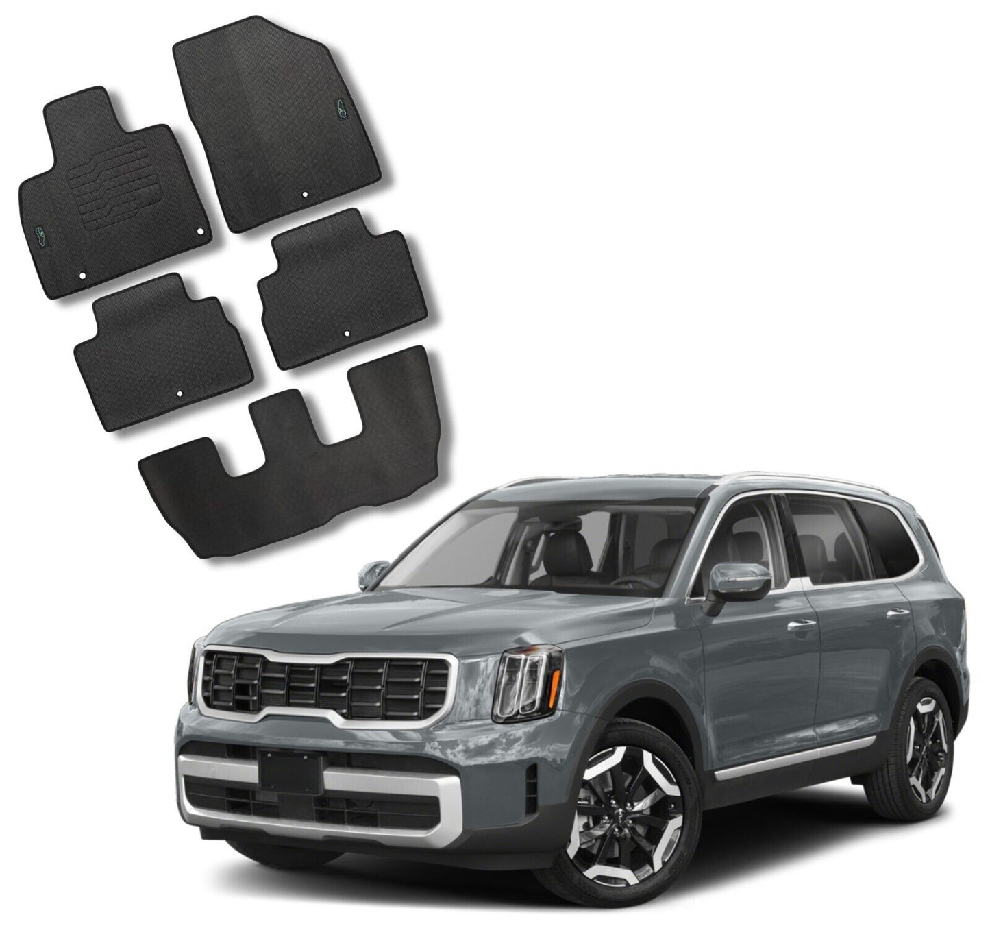 All Weather Floor Mats for 2020 to 2025 Kia Telluride Front, Rear and 3rd Row