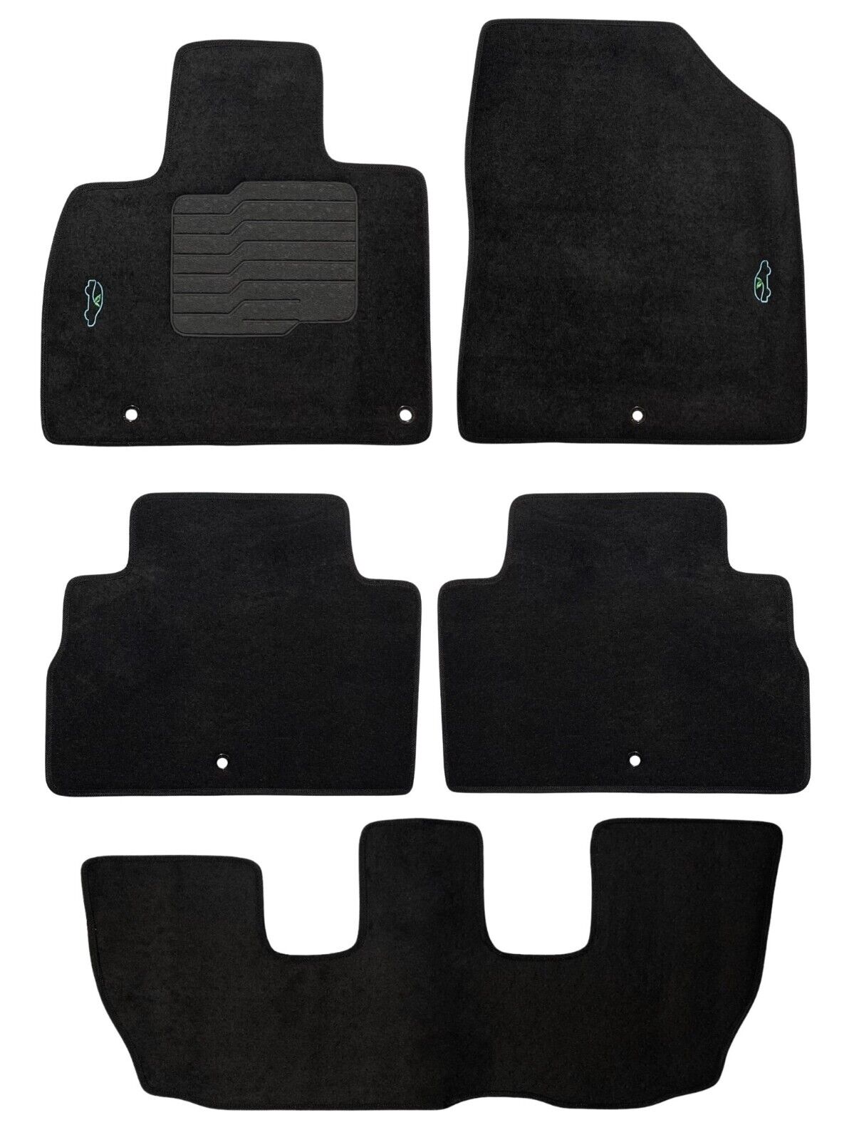 Carpet Floor Mats for 2020 to 2025 Kia Telluride Front, Rear and 3rd Row, Black
