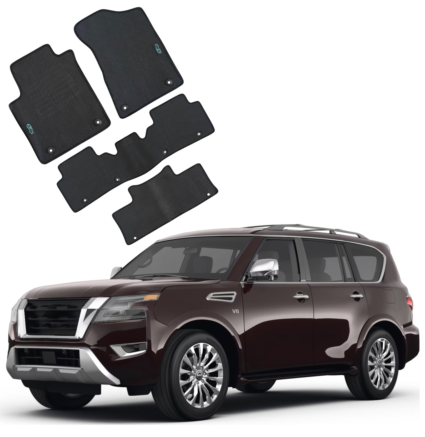 All Weather Floor Mats for 2019 to 2024 Nissan Armada / Infiniti QX80