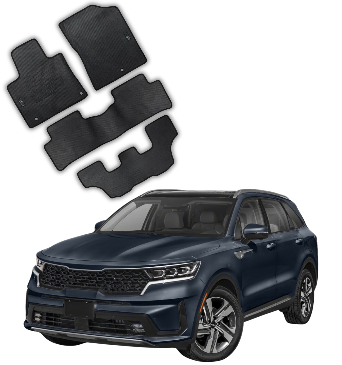 All Weather Floor Mats for 2021 to 2025 Kia Sorento Full 3-Row Set (Not for Hybrid Models)