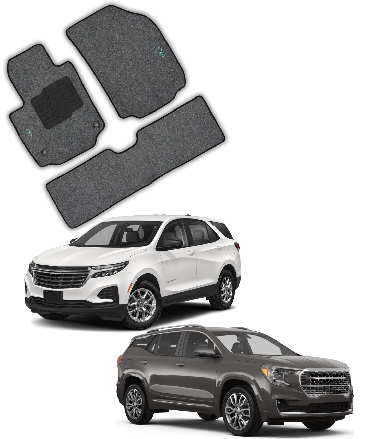 Floor Mats Gray Carpet for 2018 to 2024 Chevrolet Equinox / GMC Terrain