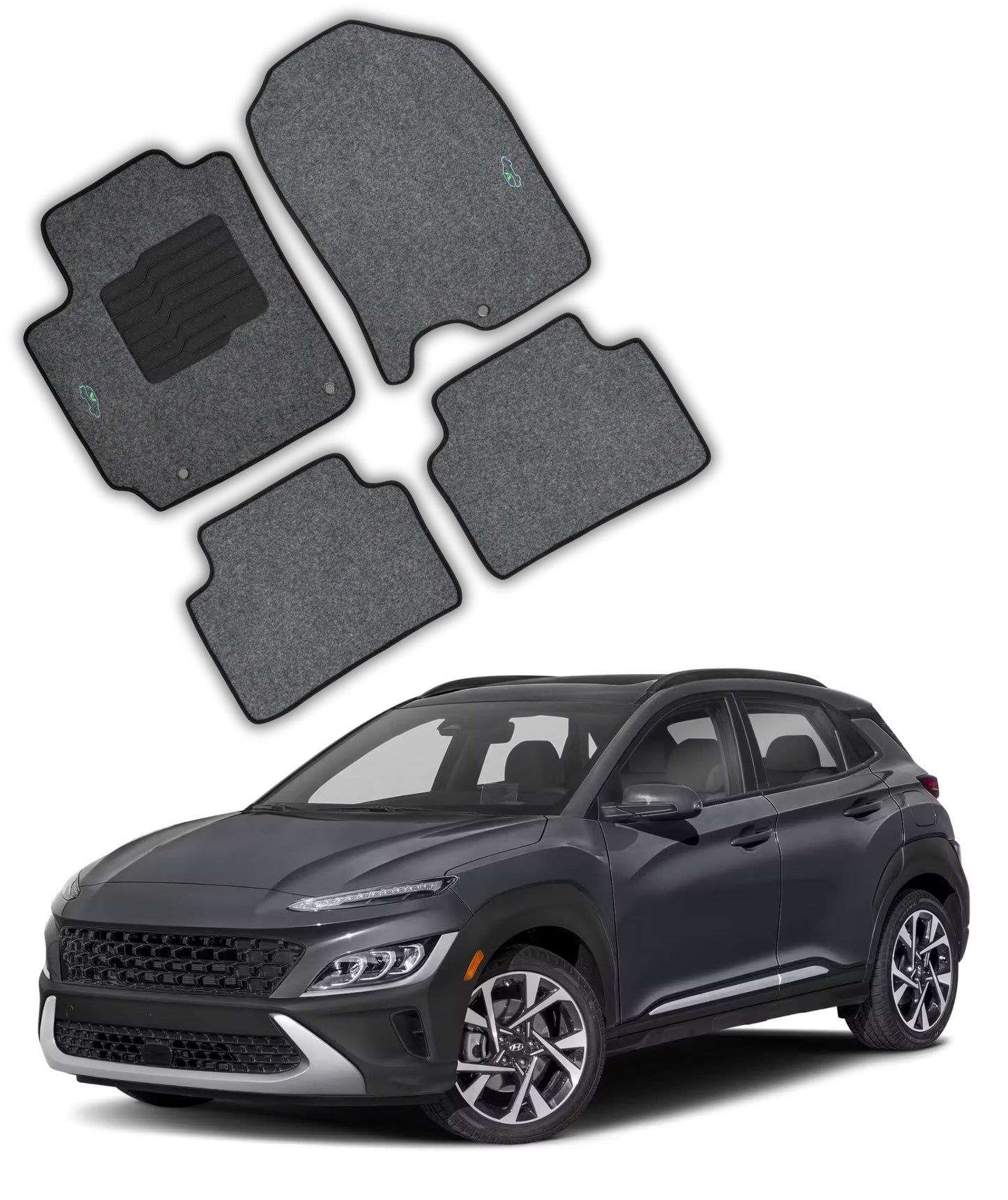 Carpet Floor Mats For 2018 to 2023 Hyundai Kona - Gray