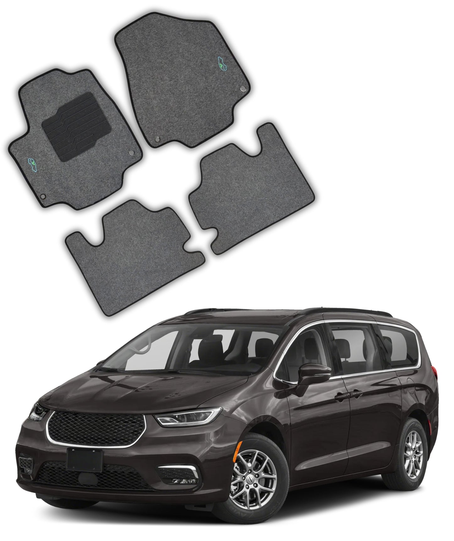 Carpet Floor Mats for 2017 to 2025 Chrysler Pacifica (Not for Hybrid) - Gray