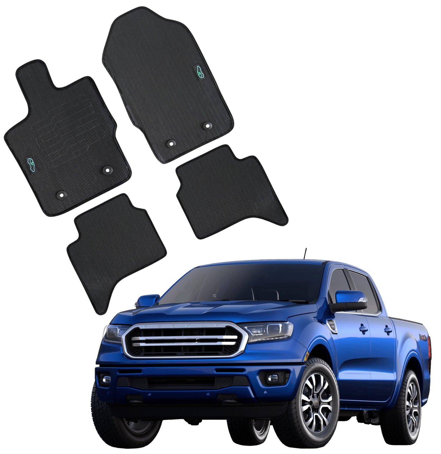 All Weather Floor Mats for 2019 to 2023 Ford Ranger SuperCrew Cab Models