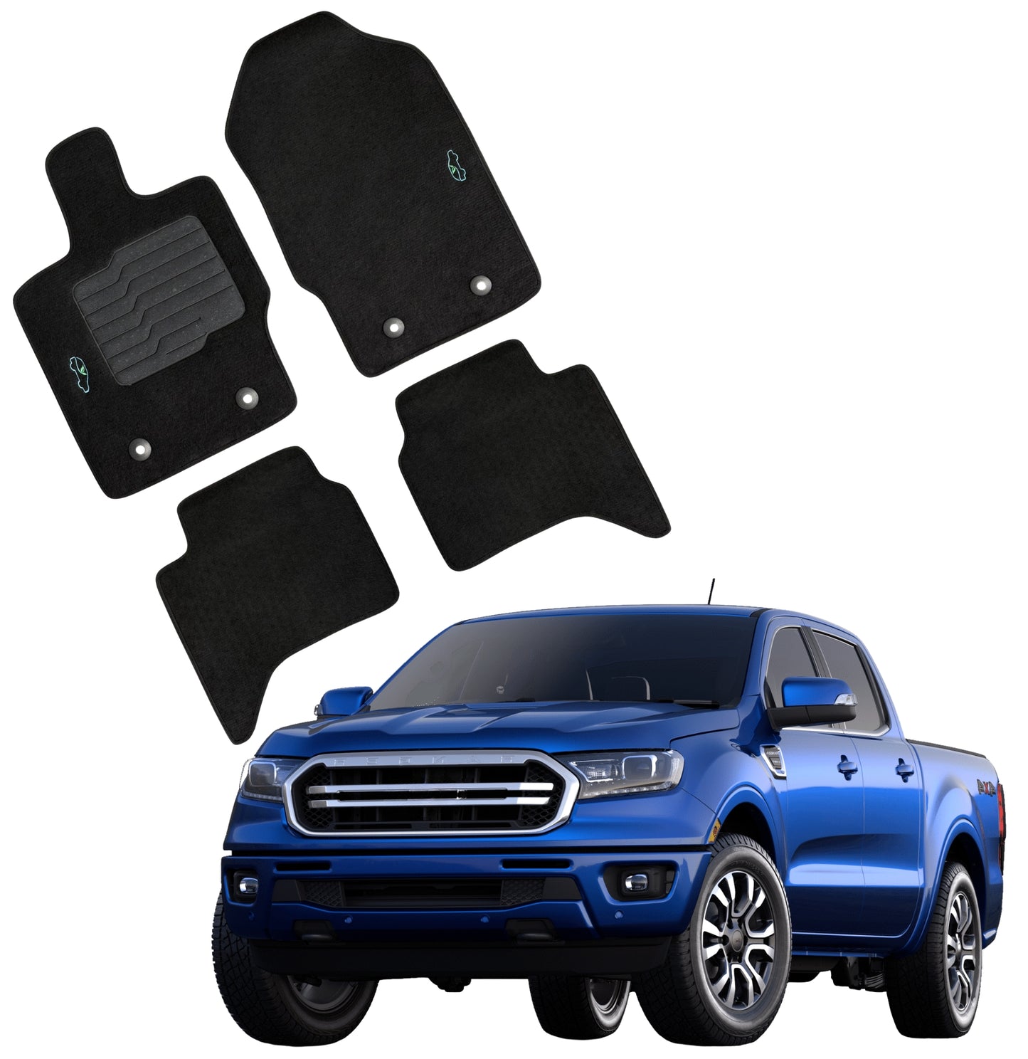 Carpet Floor Mats for 2019 to 2023 Ford Ranger SuperCrew Cab Models