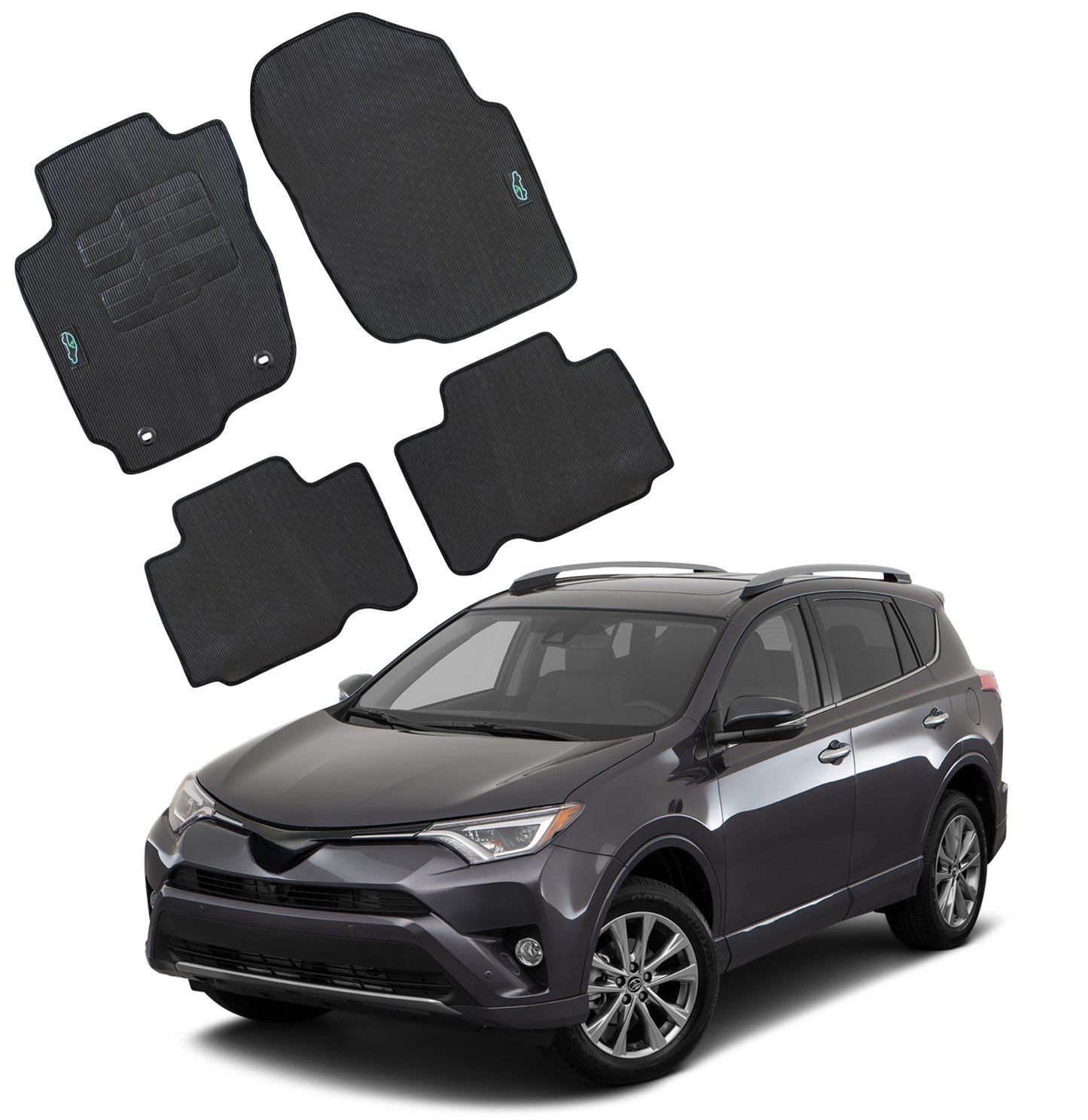 All Weather Floor Mats for 2013 to 2018 Toyota Rav4, Front and Rear