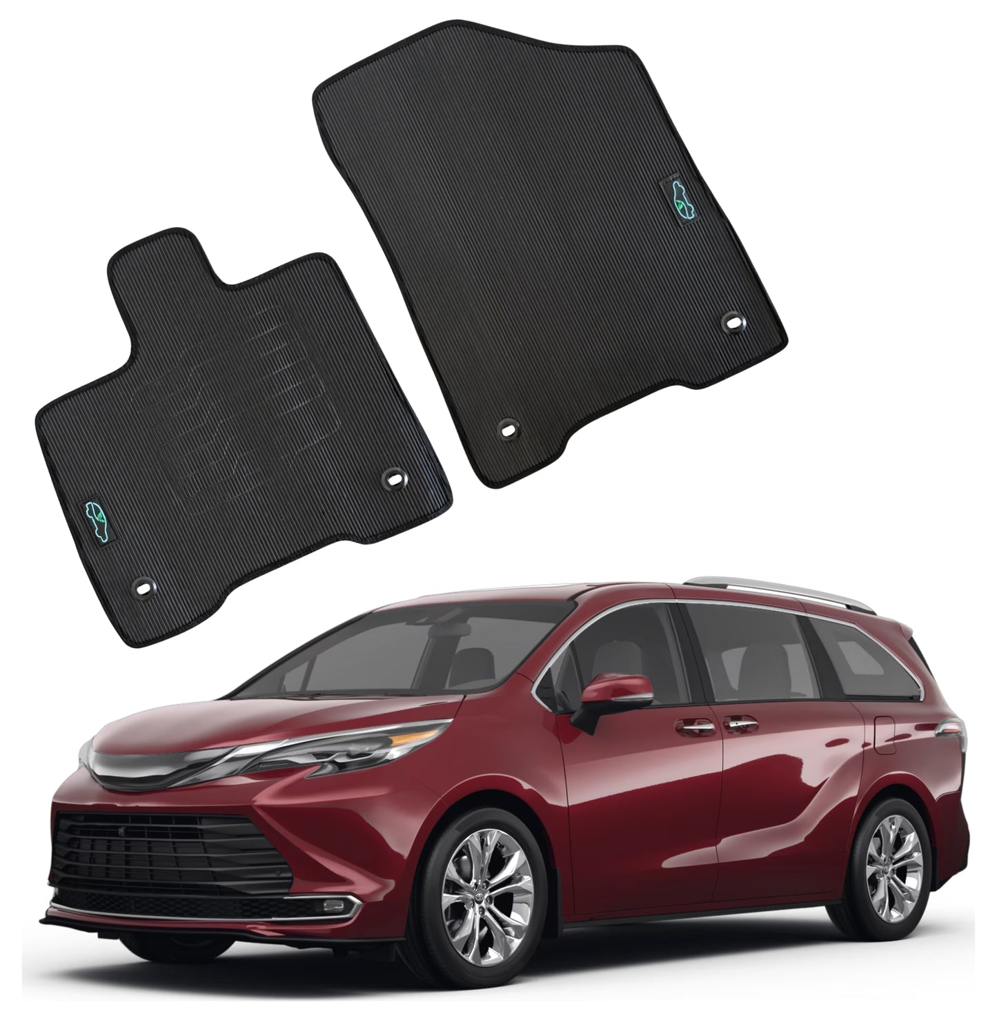 All-Weather Floor Mats for 2021 to 2025 Toyota Sienna, Driver and Passenger Only
