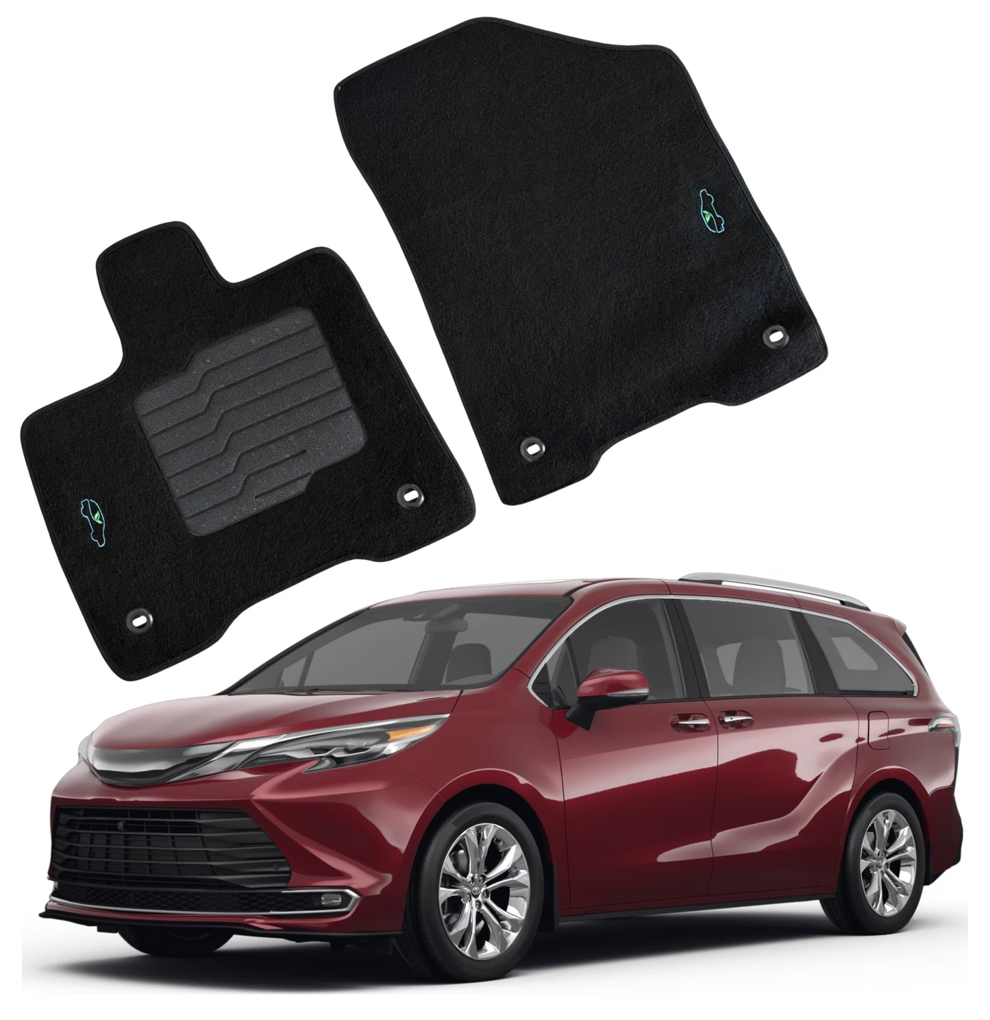 Carpet Floor Mats for 2021 to 2025 Toyota Sienna, Driver and Passenger Only