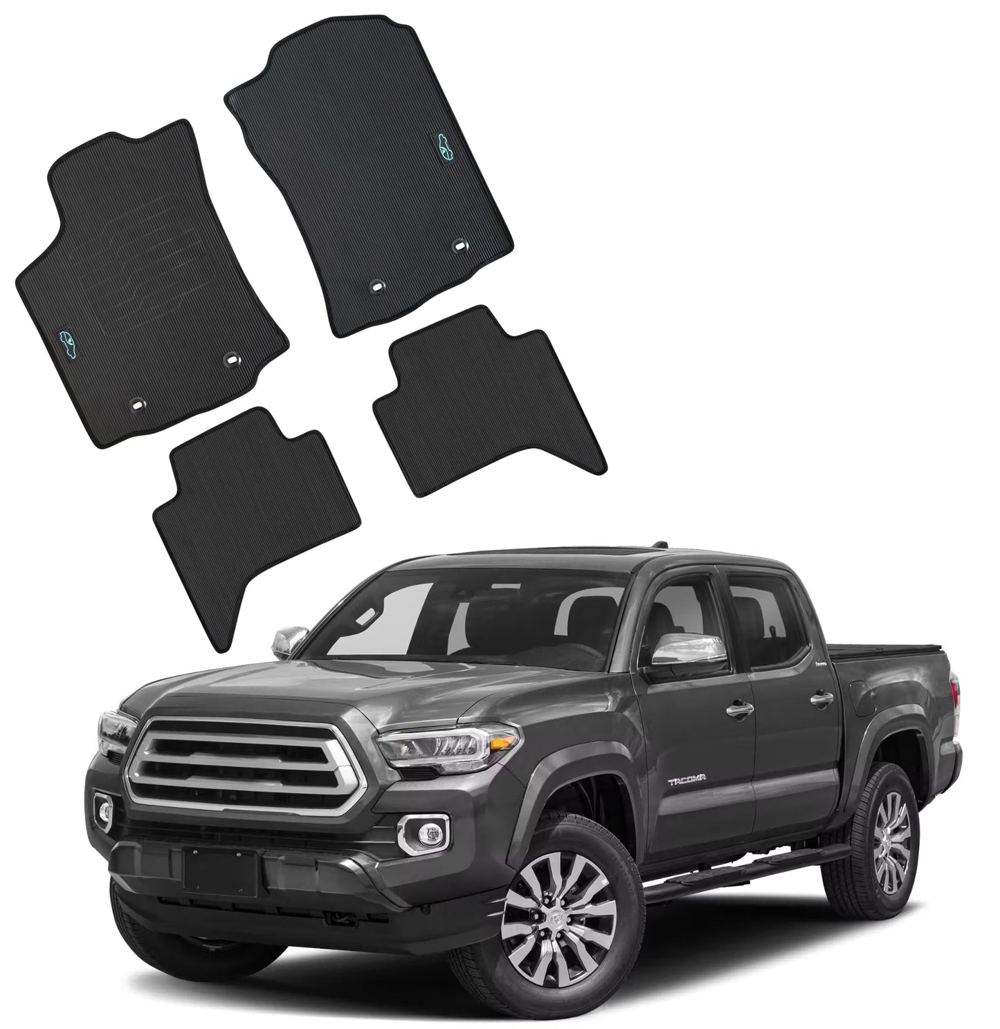 All Weather Floor Mats for 2016 to 2023 Toyota Tacoma Double Cab (Automatic Only)