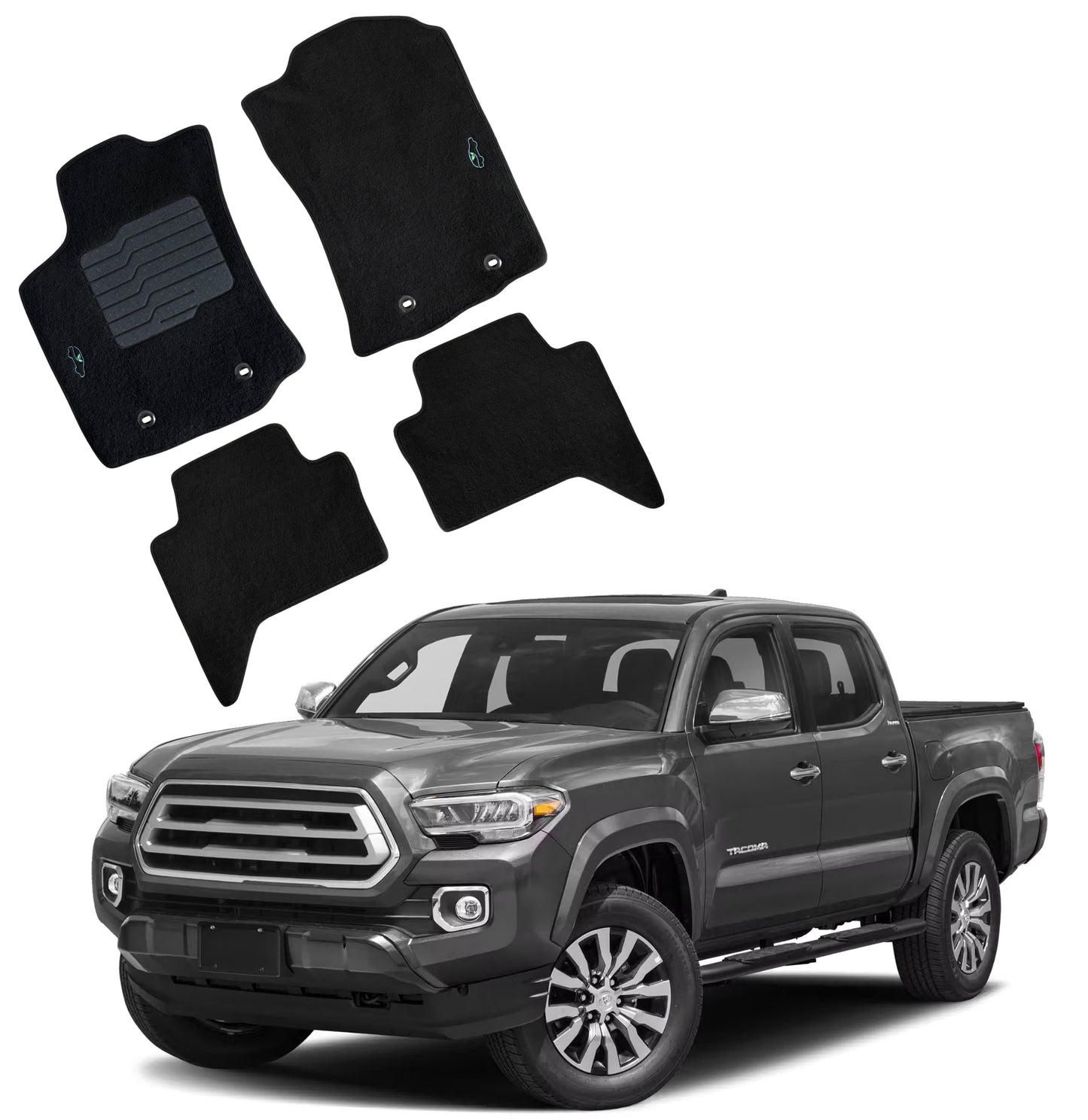 Carpet Floor Mats for 2016 to 2023 Toyota Tacoma Double Cab (Automatic Only)