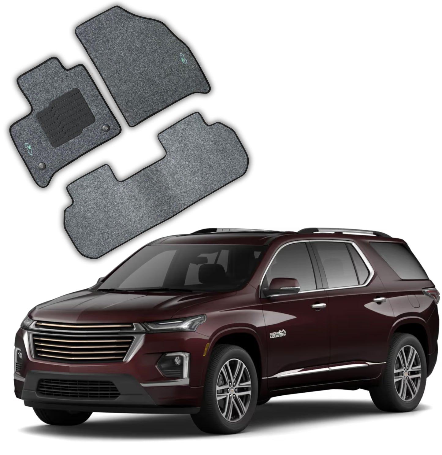 Carpet Floor Mats For 2018 to 2024 Chevrolet Traverse - Gray