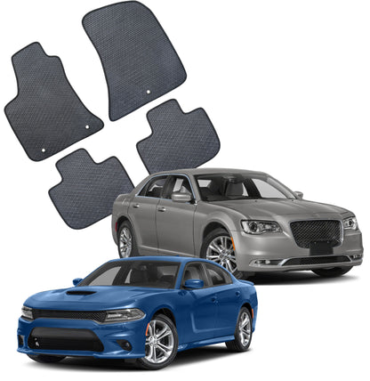 All Weather Honeycomb Floor Mats for 2011 to 2023 Dodge Charger and Chrysler 300 RWD (Not fit for AWD), Front and Rear
