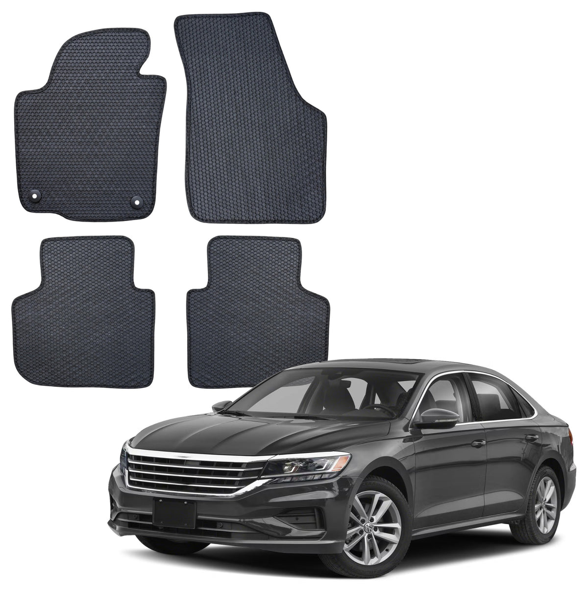 All Weather Honeycomb Floor Mats for 2020 to 2022 Volkswagen Passat, Front and Rear
