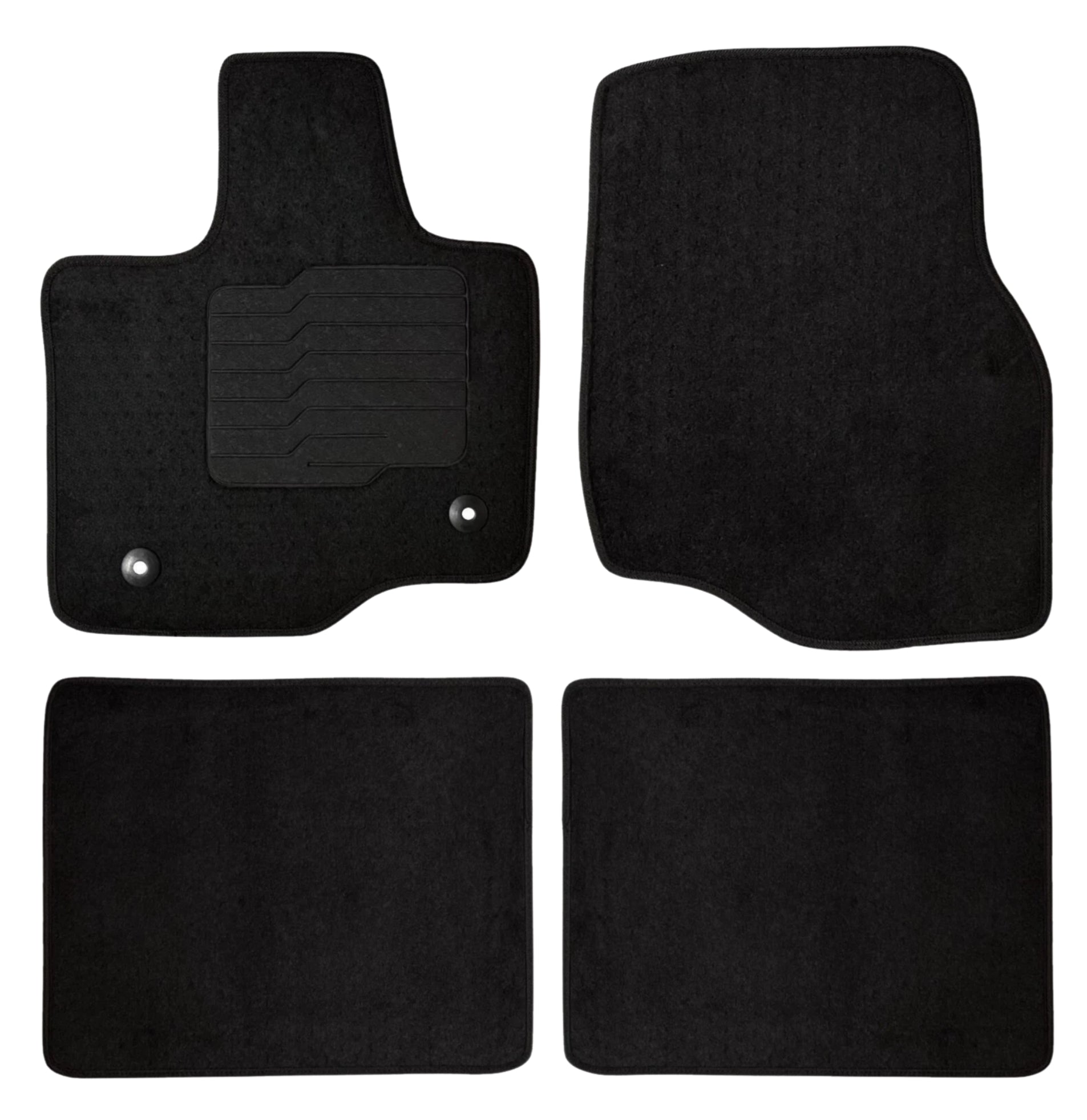 Carpet Floor Mats for 2015 to 2020 Ford F-150 Crew & Extended Cabin, Front and Rear, Black