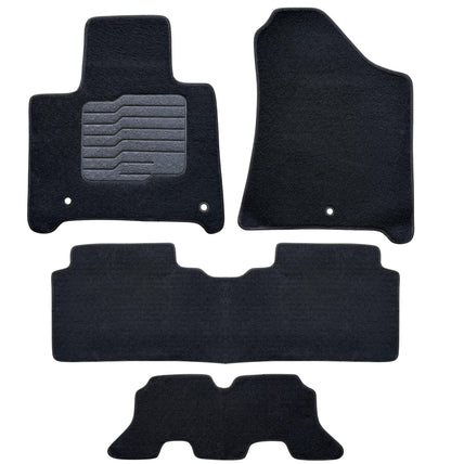 Carpet Floor Mats for 2024 to 2026 Hyundai Santa Fe, Full Set (Front, Rear and 3rd Row), Black
