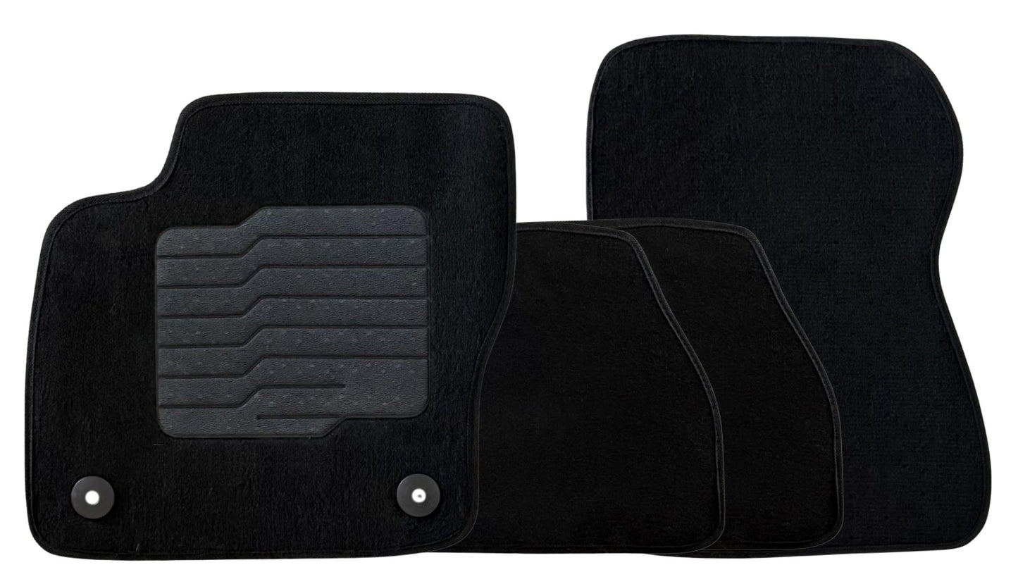 Carpet Floor Mats for 2012 to 2018 Ford Focus Hatch and Sedan, Front and Rear, Black