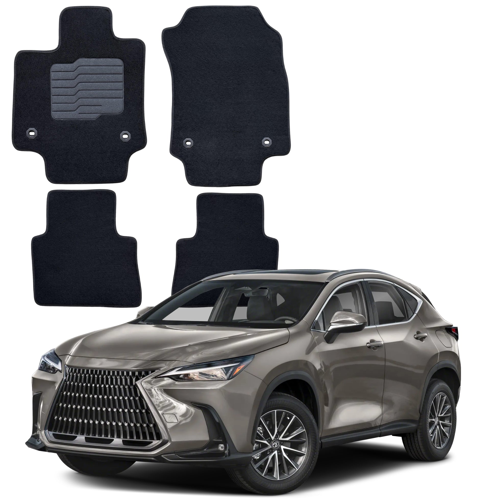 Carpet Floor Mats for 2022 to 2026 Lexus NX250/NX350, Front and Rear, Black