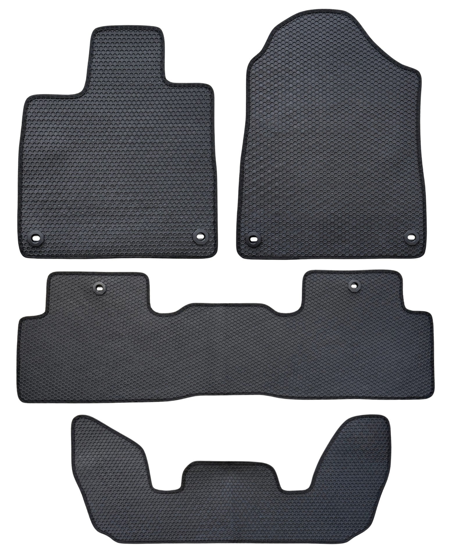 All Weather Honeycomb Floor Mats for 2022 to 2026 Acura MDX, Front, Rear and 3rd Row, Black