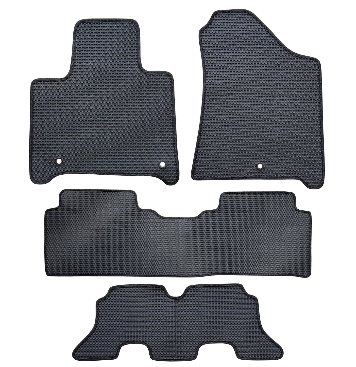All Weather Honeycomb Floor Mats for 2024 to 2026 Hyundai Santa Fe, Full Set (Front, Rear and 3rd Row)
