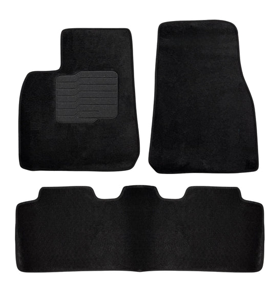 Carpet Floor Mats for 2020 to 2026 Tesla Model Y, Front and Rear, Black