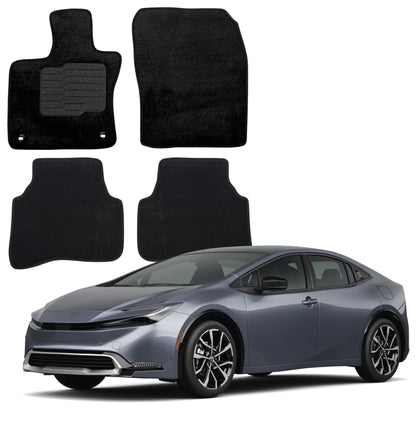 Carpet Floor Mats For 2023 to 2026 Toyota Prius, Front and Rear, Black