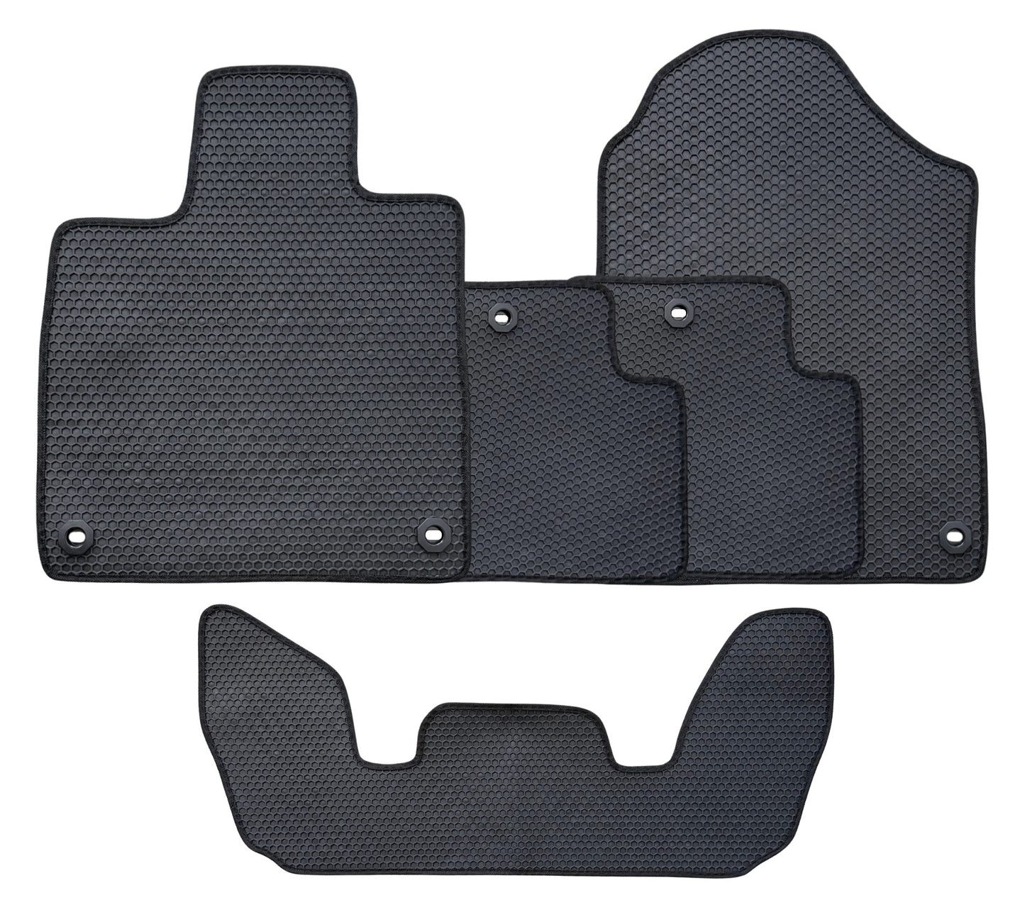 All Weather Honeycomb Floor Mats for 2022 to 2026 Acura MDX, Front, Rear and 3rd Row, Black