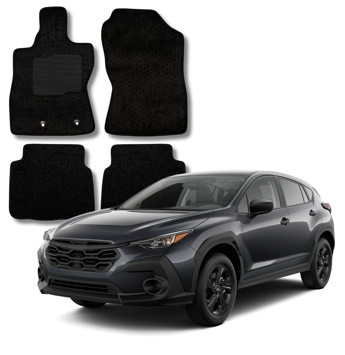 Carpet Floor Mats for 2024-2026 Subaru Crosstrek and Impreza, Front and Rear, Black