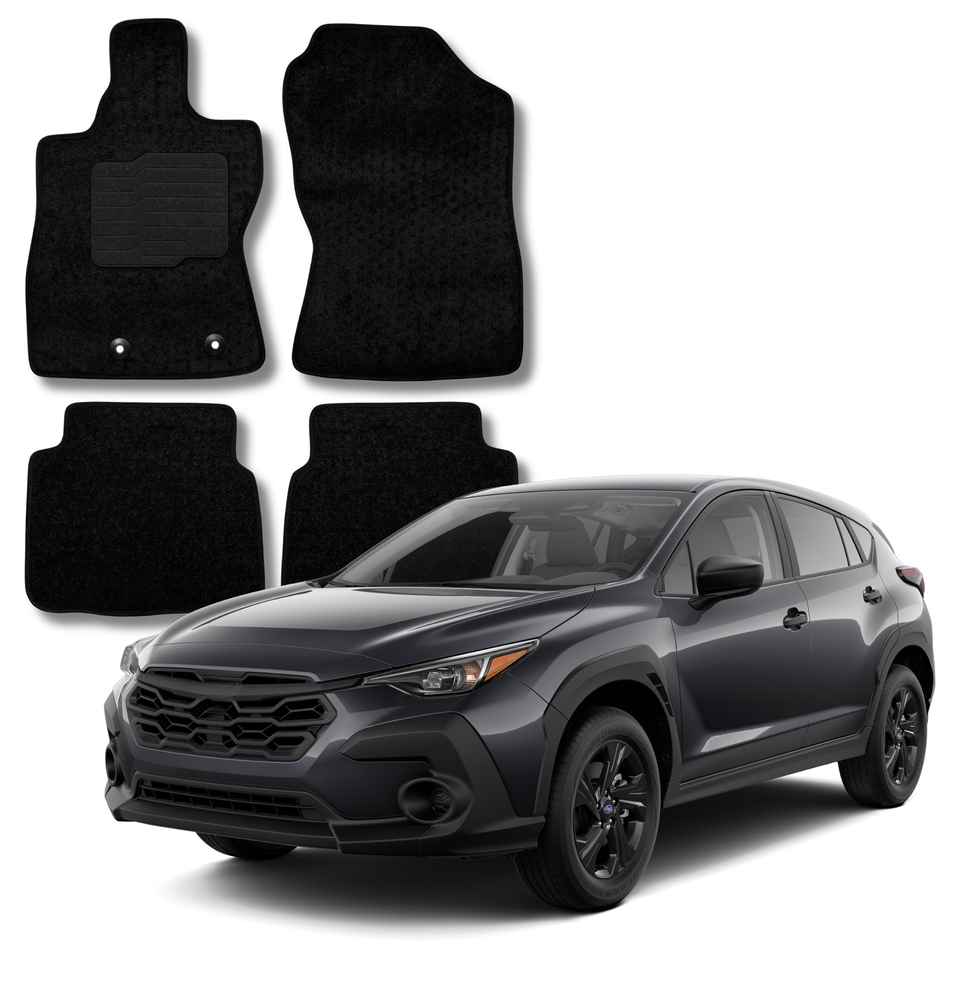 Carpet Floor Mats for 2024-2026 Subaru Crosstrek and Impreza, Front and Rear, Black