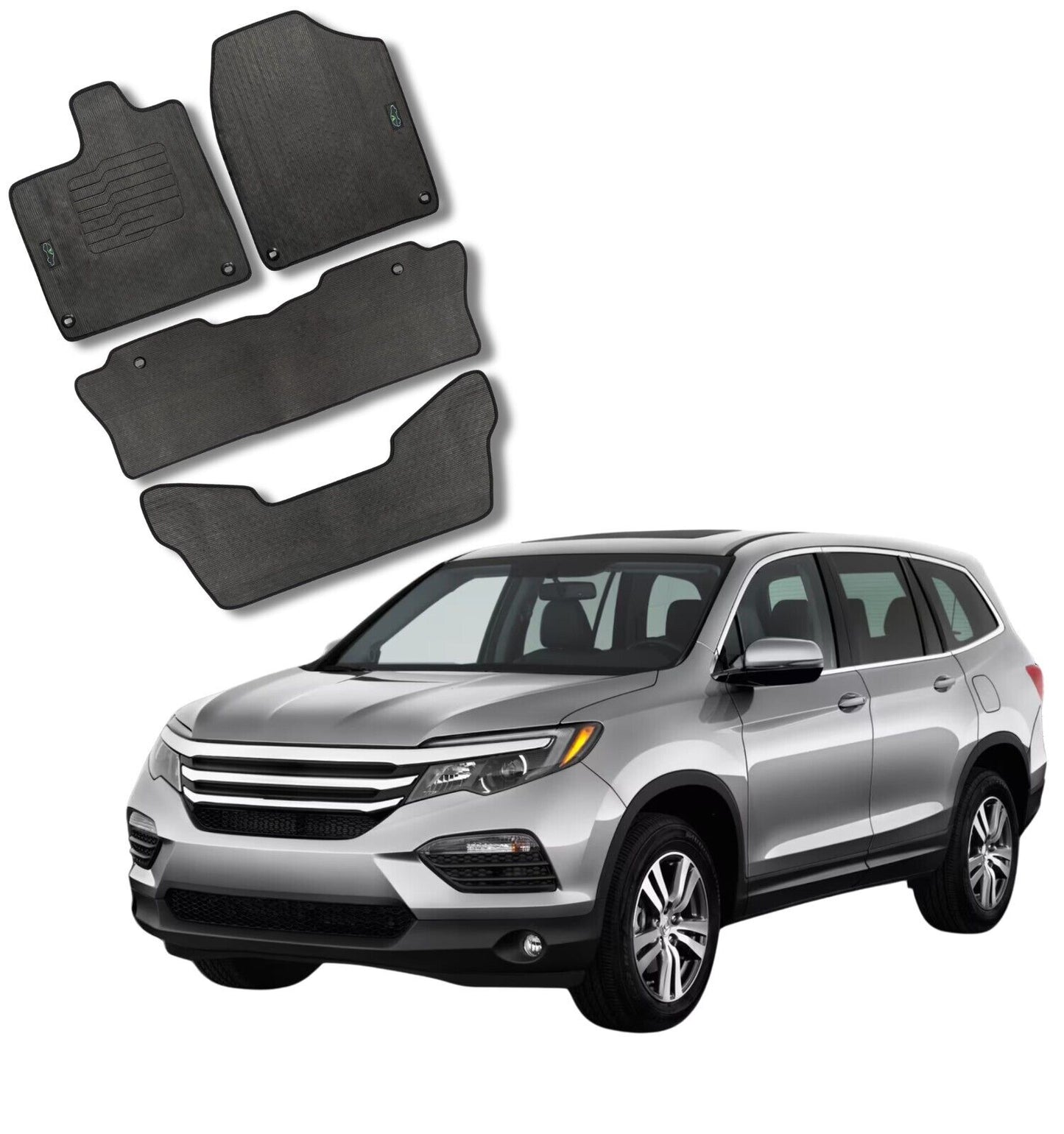 All-Weather Floor Mats for 2016 to 2022 Honda Pilot 7/8-Seater Front, Rear & 3rd Row