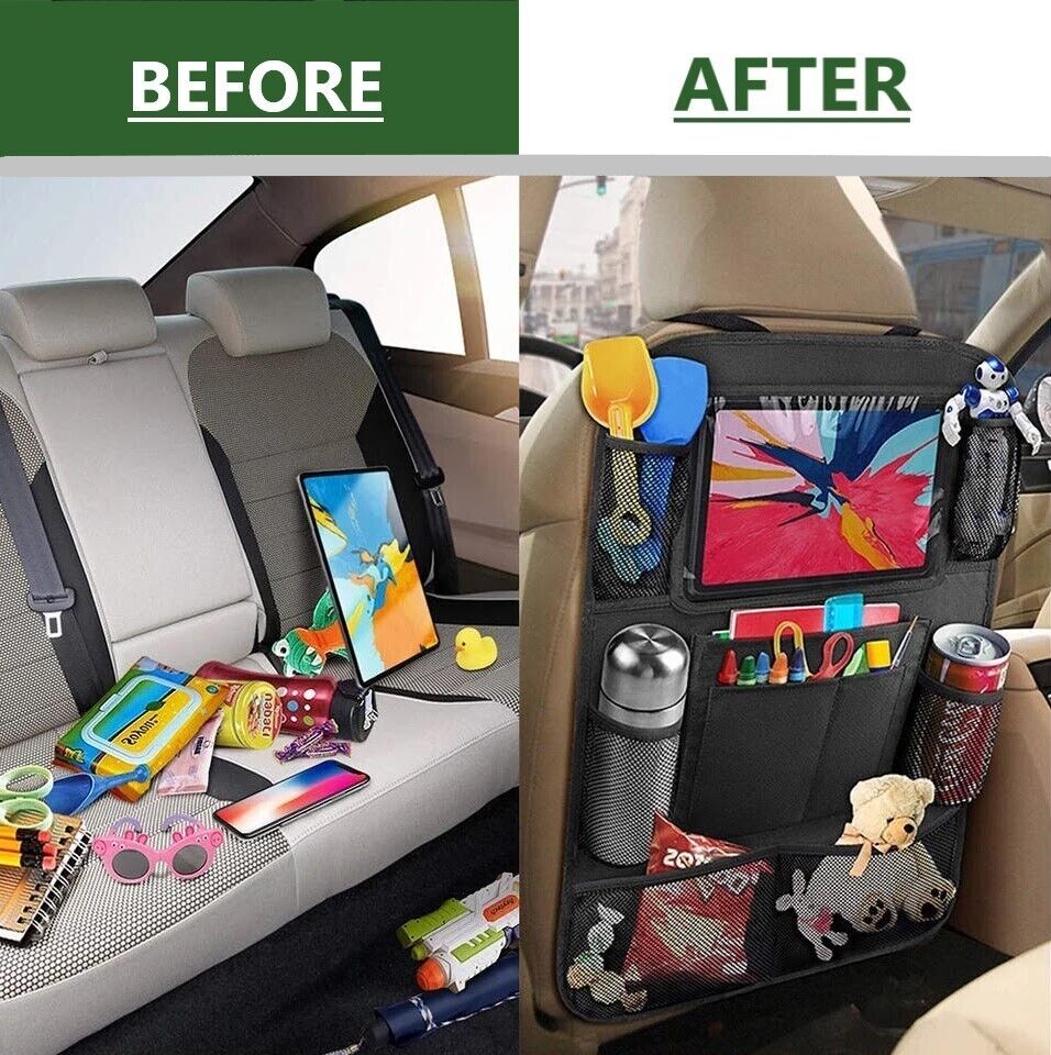 Backseat Car Organizer with 10" Tablet Holder and 9 Pockets - Pack of 2