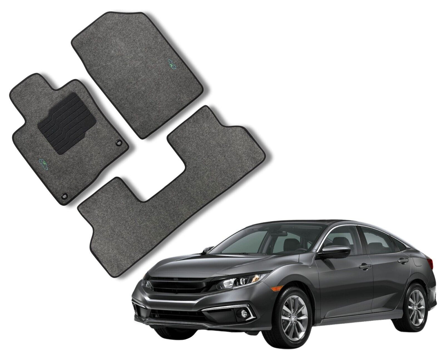 Carpet Floor Mats for 2016 to 2021 Honda Civic - Gray