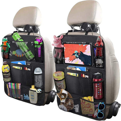 Backseat Car Organizer with 10" Tablet Holder and 9 Pockets - Pack of 2