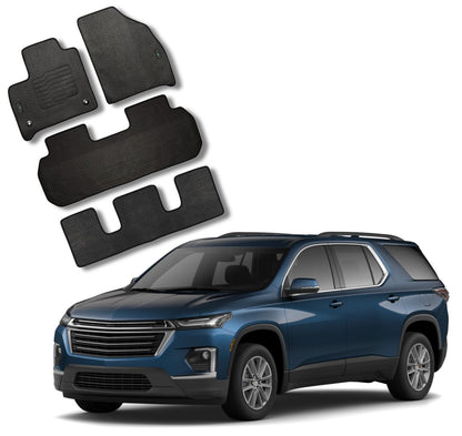 All-Weather Floor Mats for 2018 to 2024 Chevy Traverse Front, Rear & 3rd Row