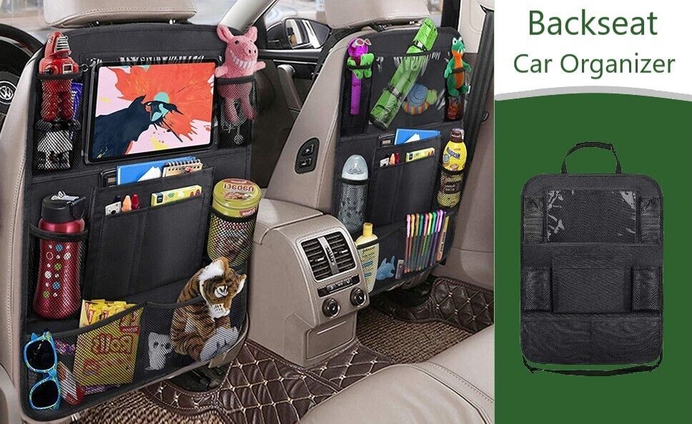 Backseat Car Organizer with 10" Tablet Holder and 9 Pockets - Universal Fit