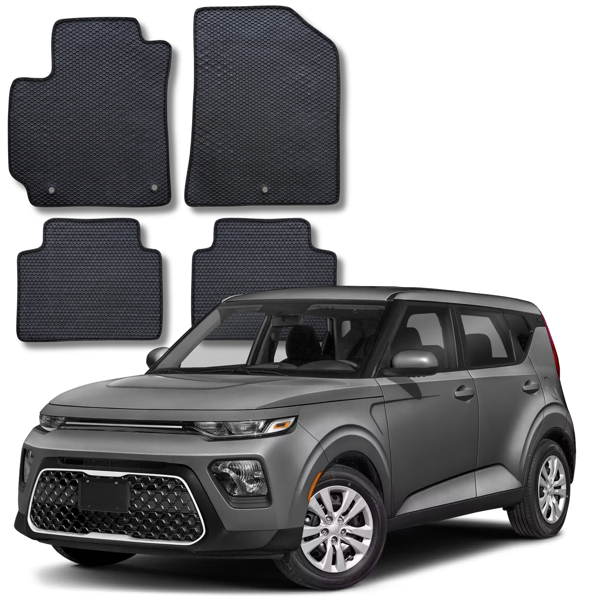 All Weather Honeycomb Floor Mats for 2020 to 2025 Kia Soul, Front and Rear