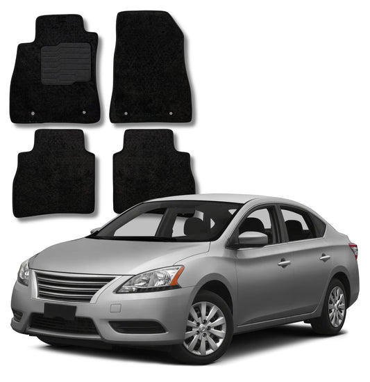 Carpet Floor Mats for 2013 to 2019 Nissan Sentra, Front and Rear, Black