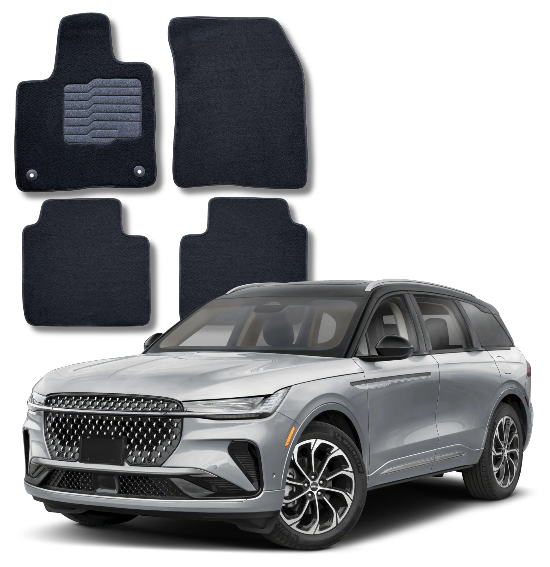Carpet Floor Mats for 2024 to 2026 Lincoln Nautilus, Front and Rear, Black