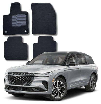 Carpet Floor Mats for 2024 to 2026 Lincoln Nautilus, Front and Rear, Black