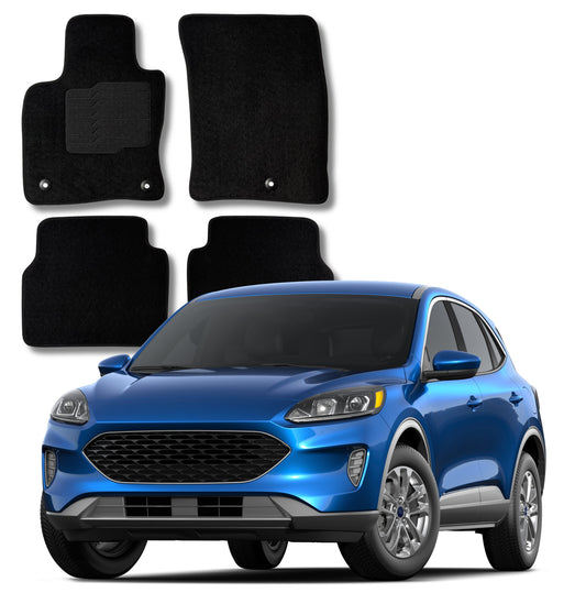 Carpet Floor Mats for 2020 to 2026 Ford Escape, Front and Rear, Black