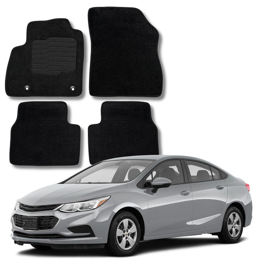 Carpet Floor Mats for 2016 to 2019 Chevrolet Cruze (Not for 2016 Cruze Limited), Front and Rear, Black