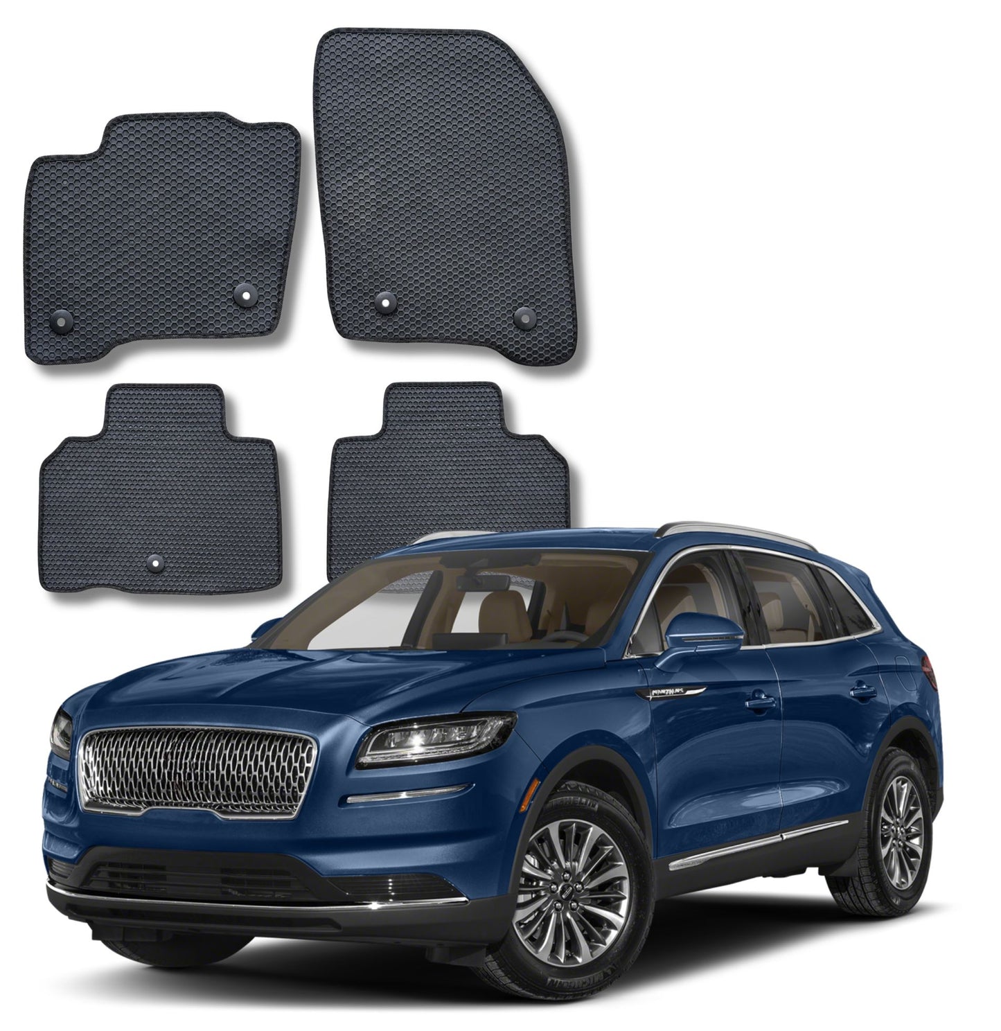 All Weather Honeycomb Floor Mats for 2019 to 2023 Lincoln Nautilus, Front and Rear