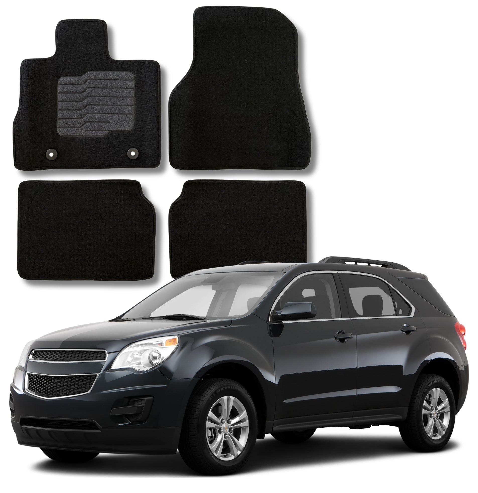 Carpet Floor Mats for 2010 to 2017 Chevrolet Equinox / GMC Terrain, Front and Rear