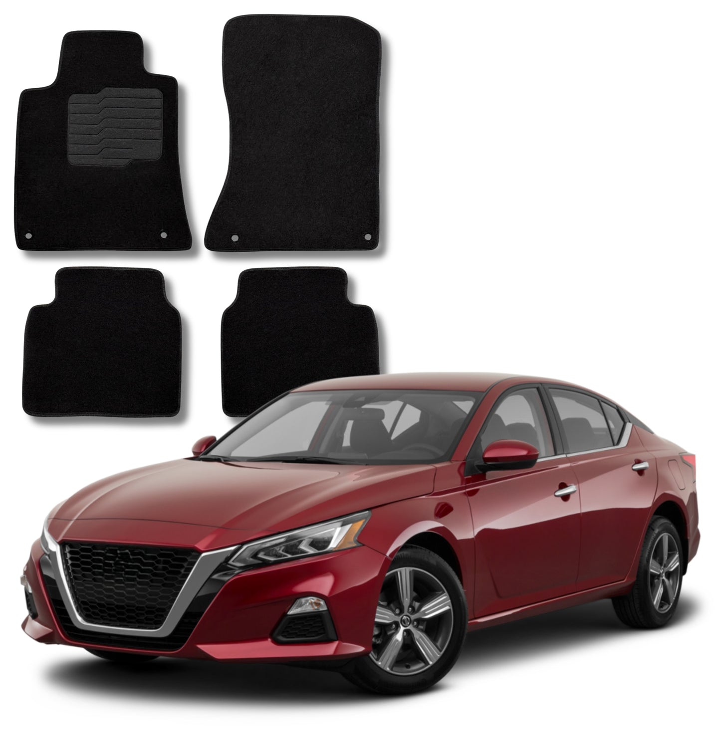 Carpet Floor Mats for 2019 to 2025 Nissan Altima, Front and Rear, Black