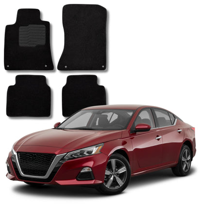 Carpet Floor Mats for 2019 to 2025 Nissan Altima, Front and Rear, Black