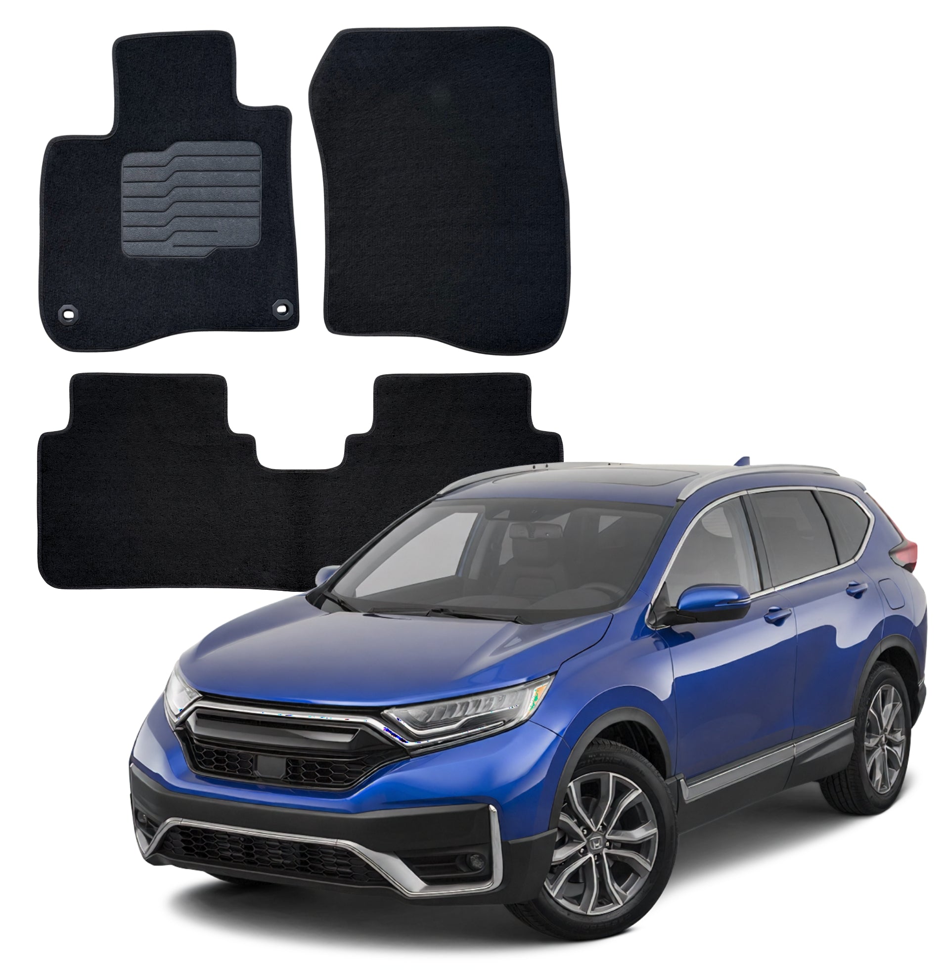 Carpet Floor Mats for 2017 to 2022 Honda CR-V, Front and Rear, Black