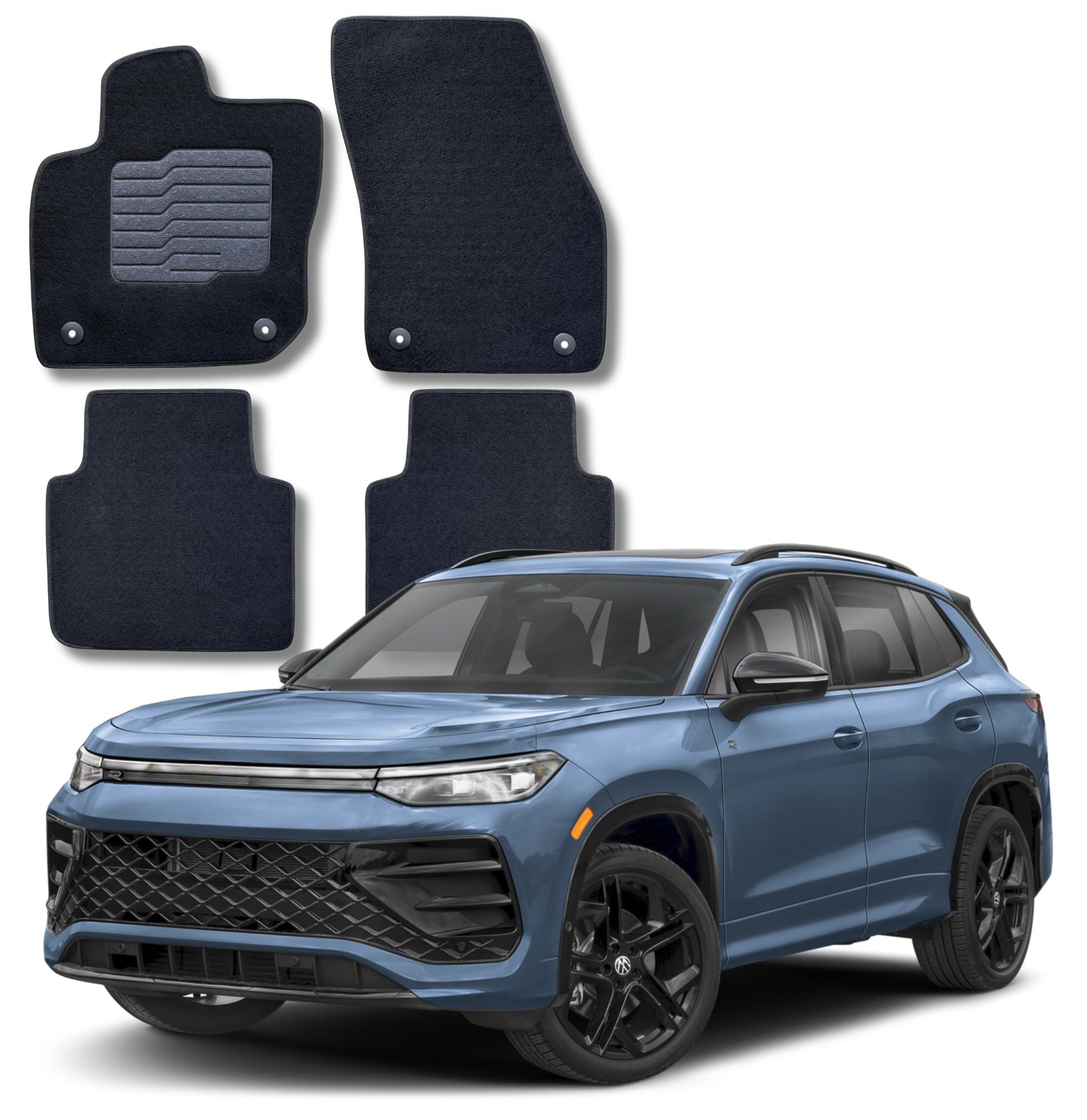 Carpet Floor Mats for 2025 to 2026 Volkswagen Tiguan, Front and Rear, Black
