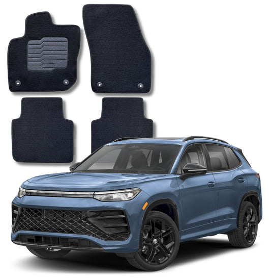 Carpet Floor Mats for 2025 to 2026 Volkswagen Tiguan, Front and Rear, Black