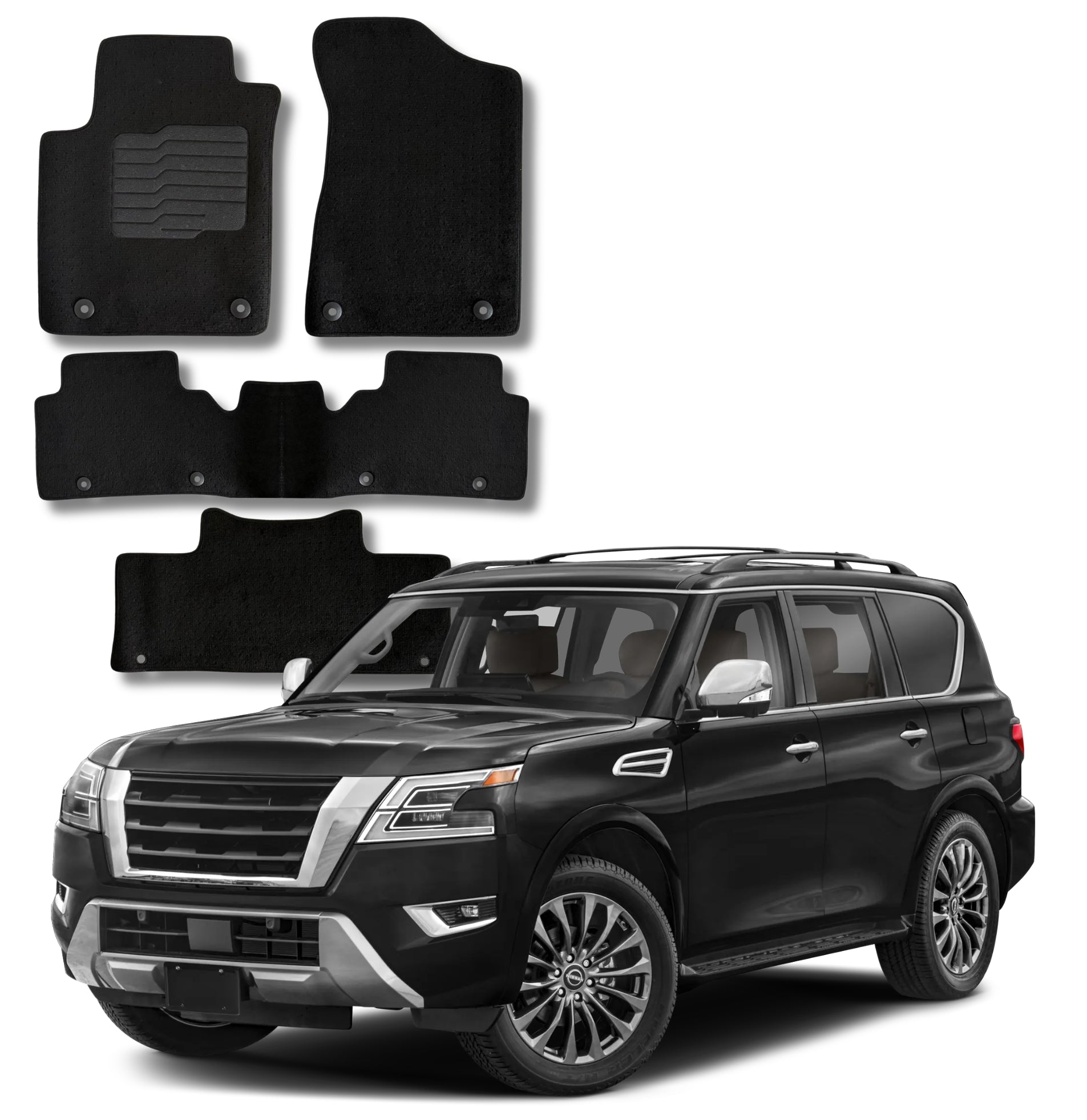 Carpet Floor Mats for 2019 to 2024 Nissan Armada / Infiniti QX80, Front and Rear
