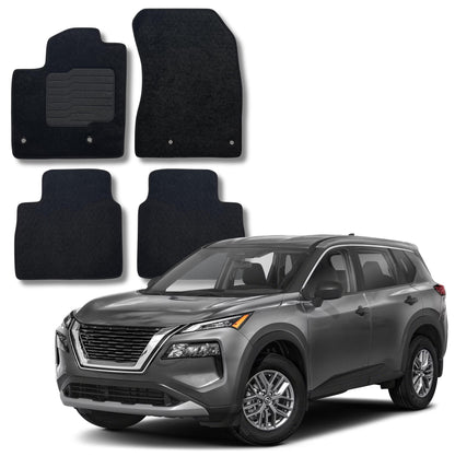 Carpet Floor Mats for 2021 to 2026 Nissan Rogue, Front and Rear, Black