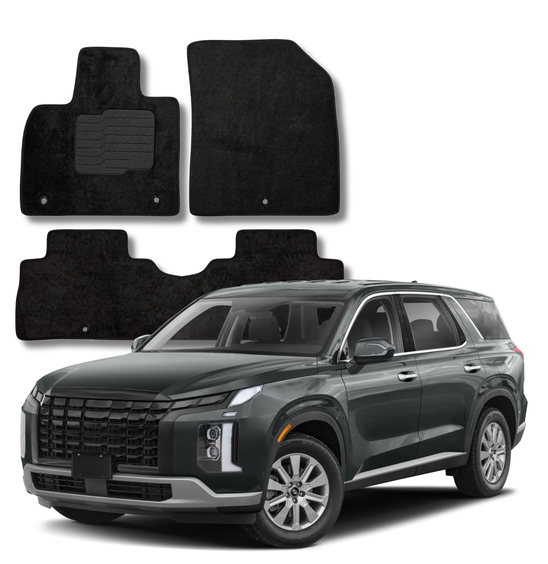 Carpet Floor Mats For 2020 to 2025 Hyundai Palisade, Front and Rear